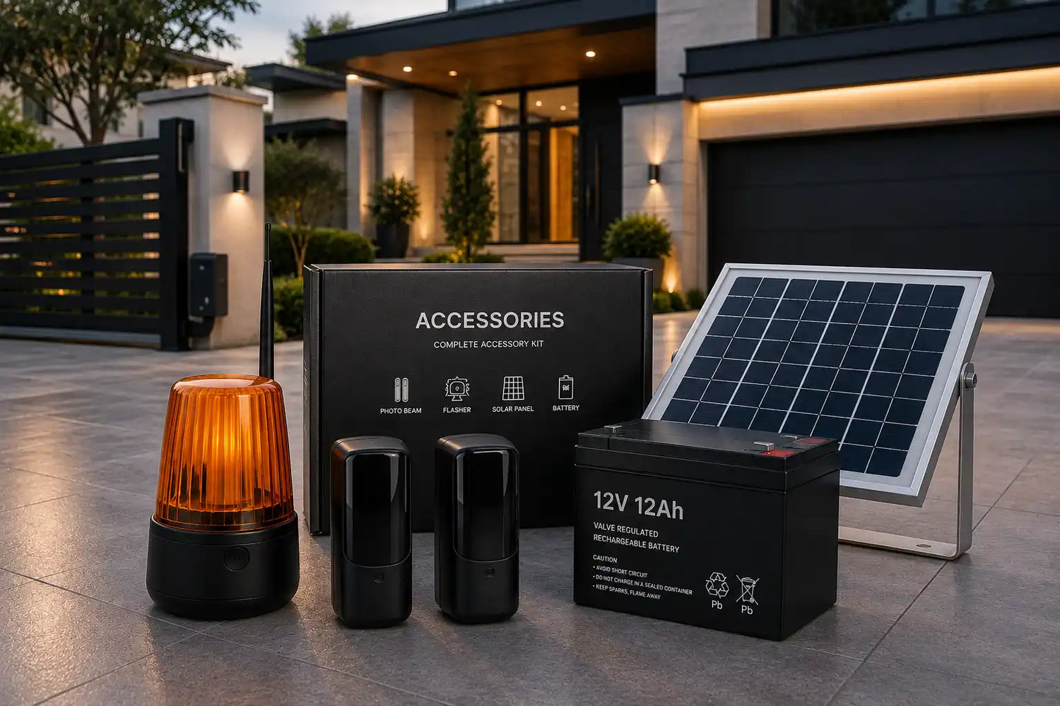 Techlune gate opener accessories including receivers photocells warning lights and remotes